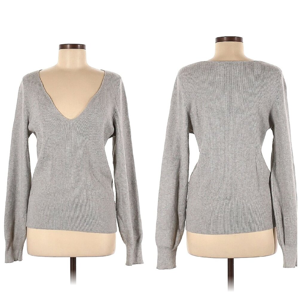 Leith Light Gray Ribbed Sweater - Picture 3 of 14
